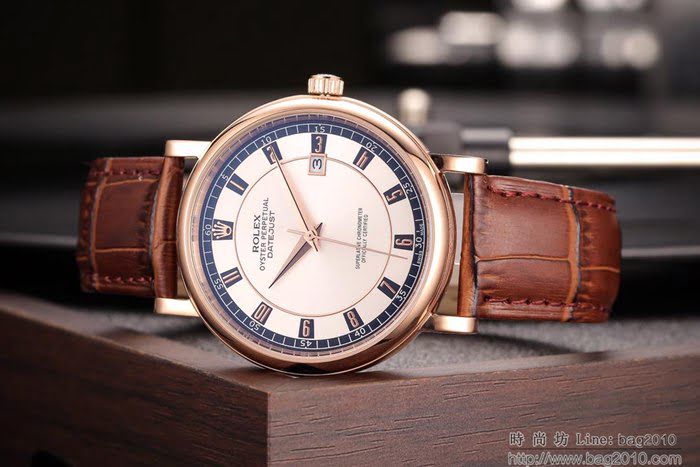 ROLEX勞力士 男士腕表 奢華高貴 西鐵城8215機芯 真皮錶帶  wssb4567